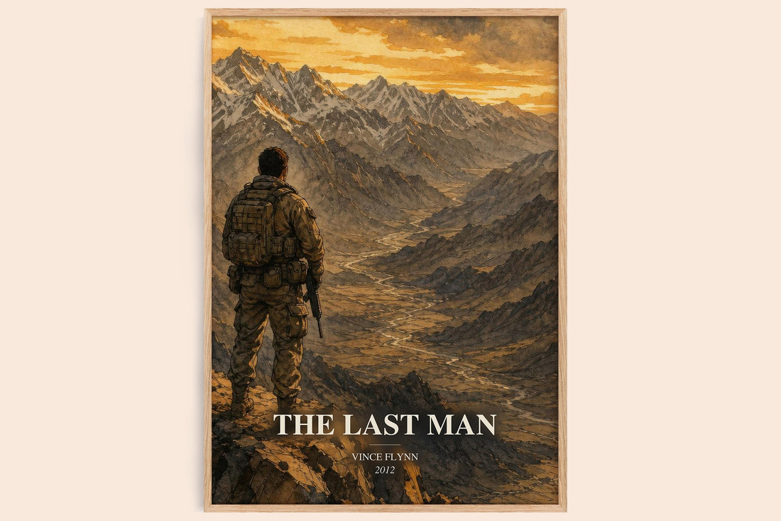 The Last Man watercolour book poster by Vince Flynn – framed literary art print