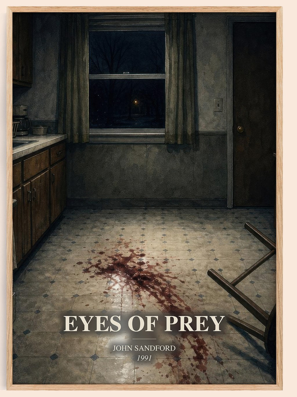 Eyes of Prey watercolour book poster by John Sandford – framed literary art print