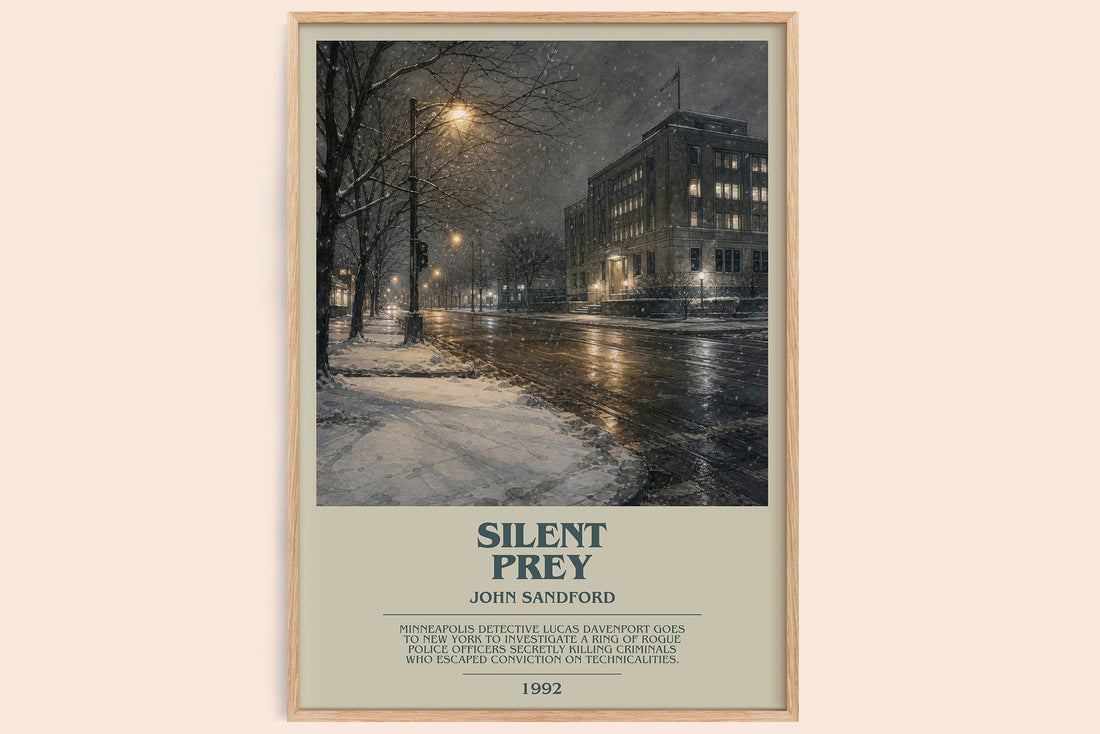 Silent Prey bookish book poster by John Sandford – framed literary art print
