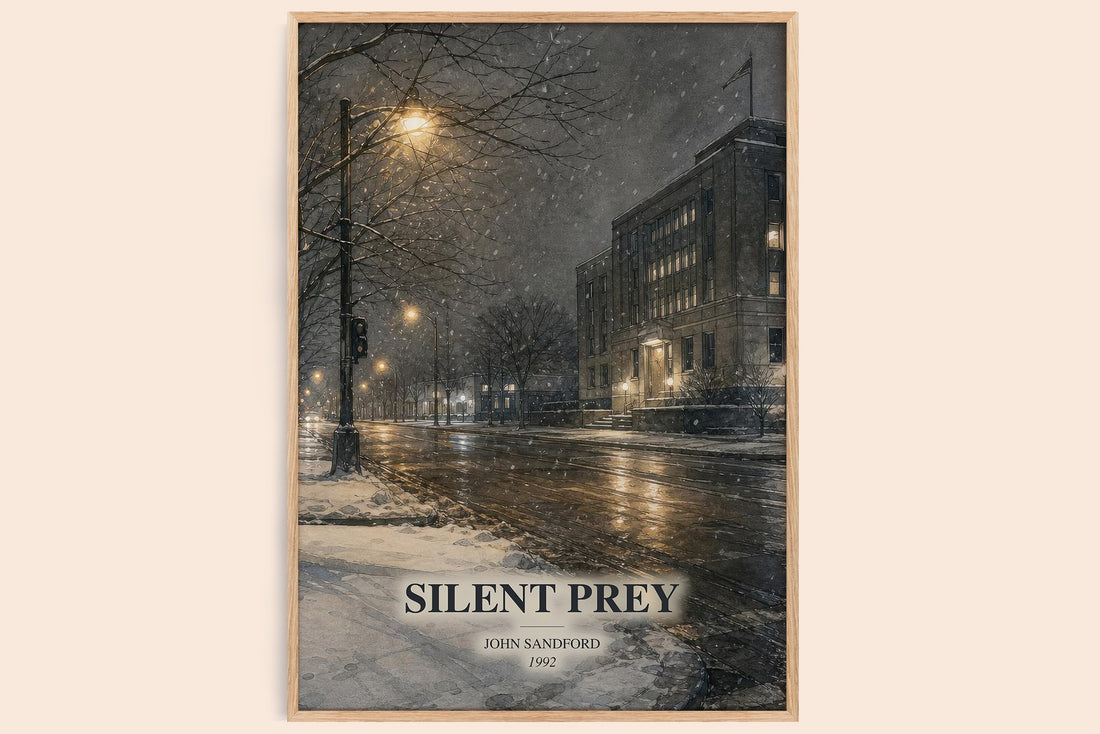Silent Prey watercolour book poster by John Sandford – framed literary art print