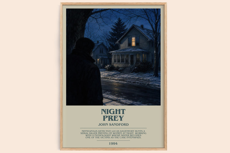 Night Prey bookish book poster by John Sandford – framed literary art print