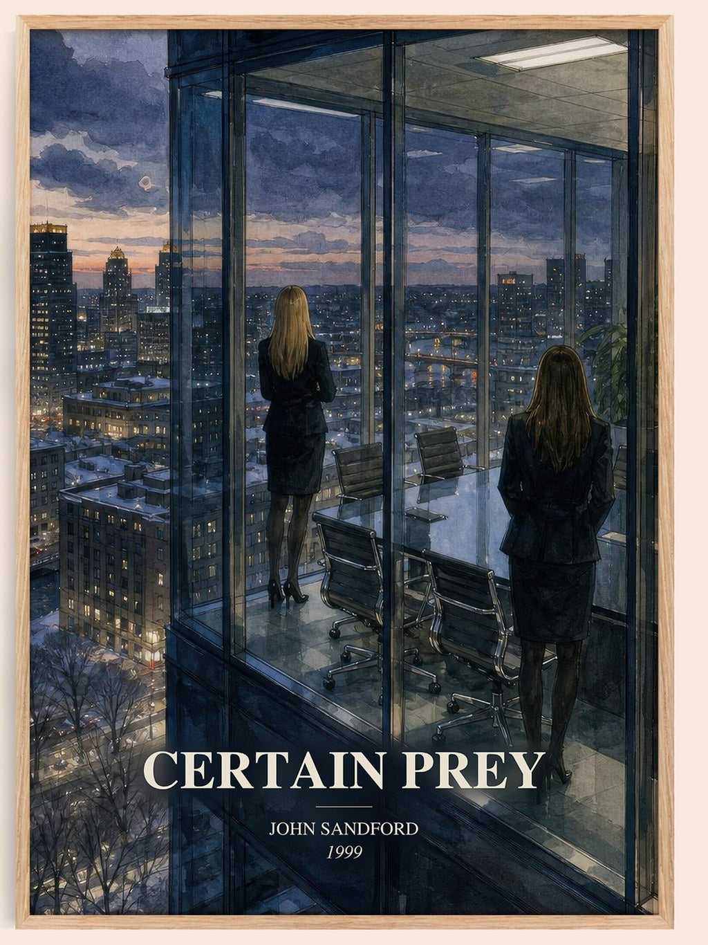 Certain Prey watercolour book poster by John Sandford – framed literary art print