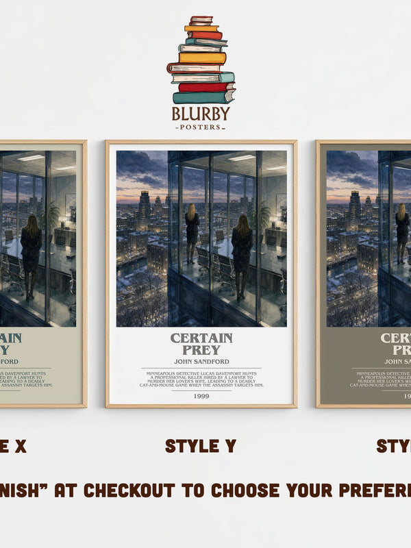 Certain Prey bookish print in frame leaning in hallway – crime wall art