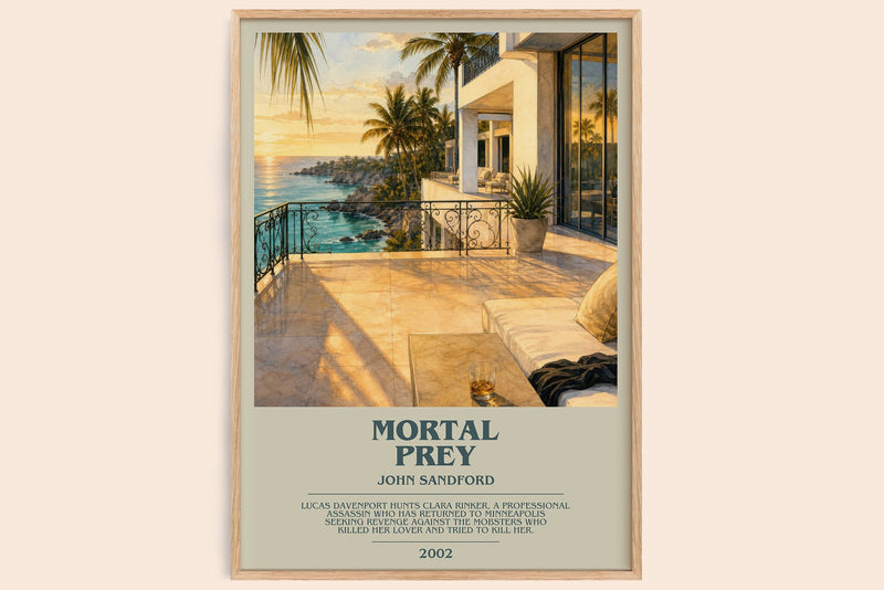 Mortal Prey bookish book poster by John Sandford – framed literary art print