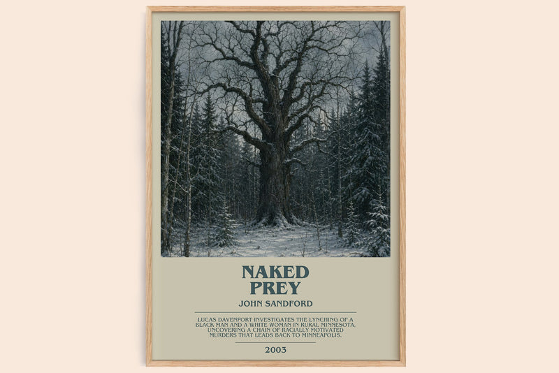 Naked Prey bookish book poster by John Sandford – framed literary art print