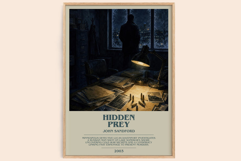 Hidden Prey bookish book poster by John Sandford – framed literary art print