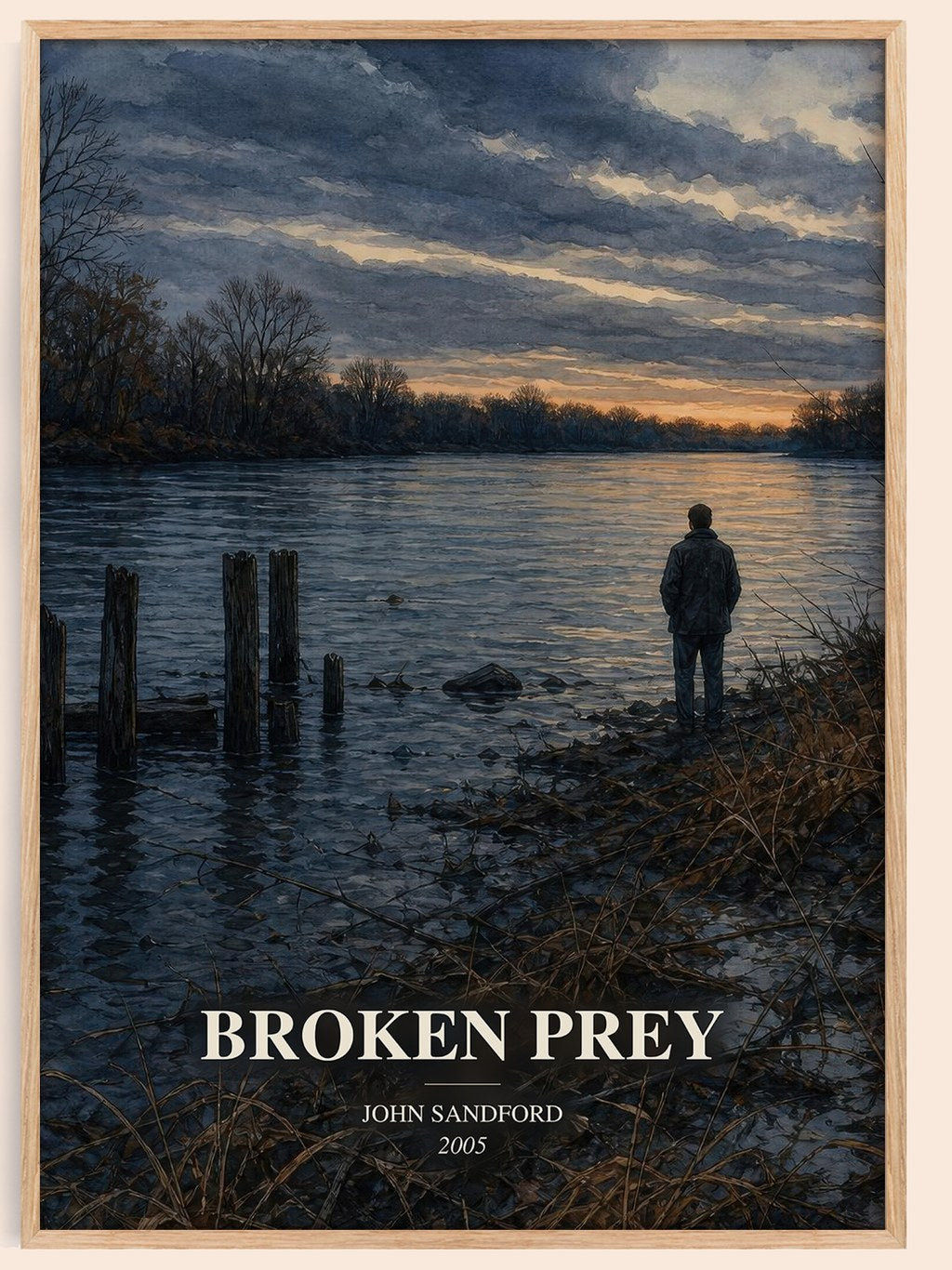 Broken Prey watercolour book poster by John Sandford – framed literary art print