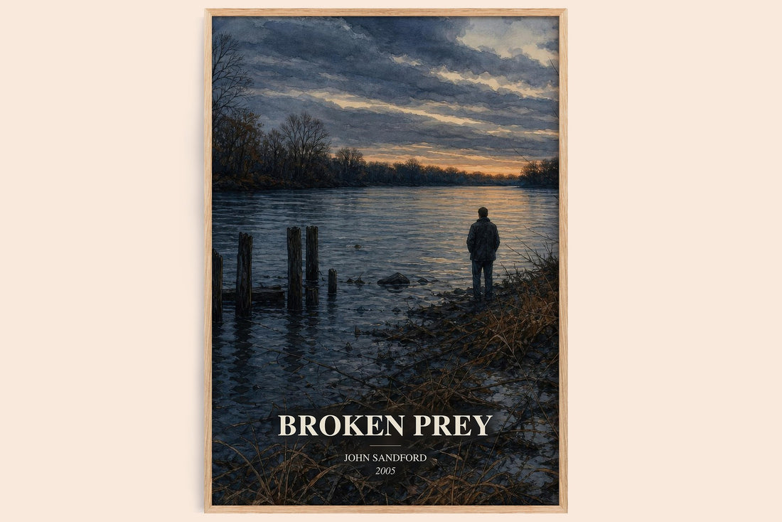 Broken Prey watercolour book poster by John Sandford – framed literary art print