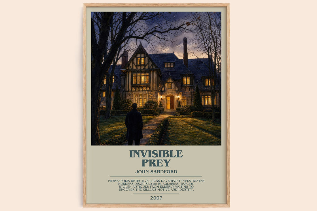 Invisible Prey bookish book poster by John Sandford – framed literary art print