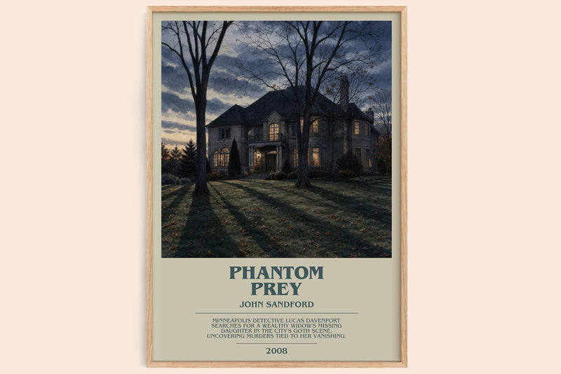 Phantom Prey bookish book poster by John Sandford – framed literary art print