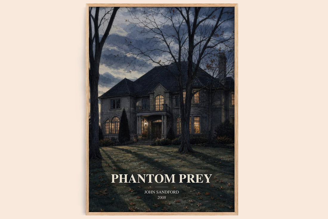 Phantom Prey watercolour book poster by John Sandford – framed literary art print