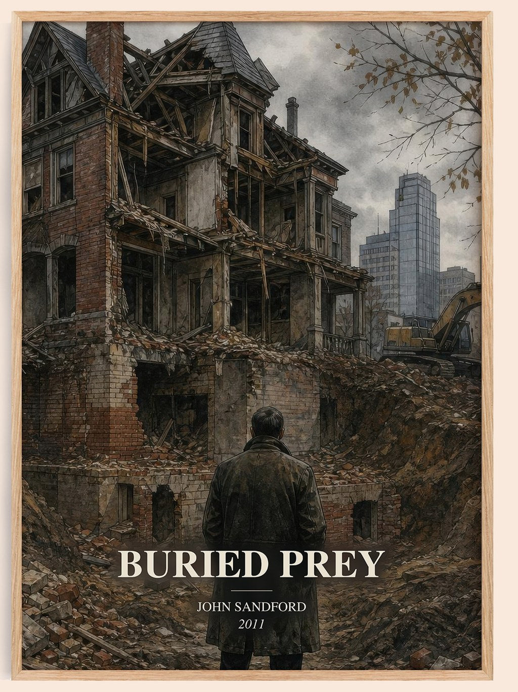 Buried Prey watercolour book poster by John Sandford – framed literary art print