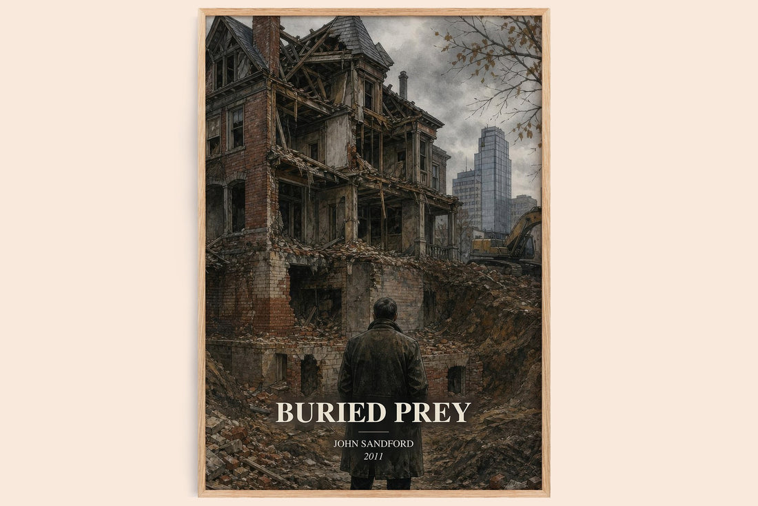 Buried Prey watercolour book poster by John Sandford – framed literary art print