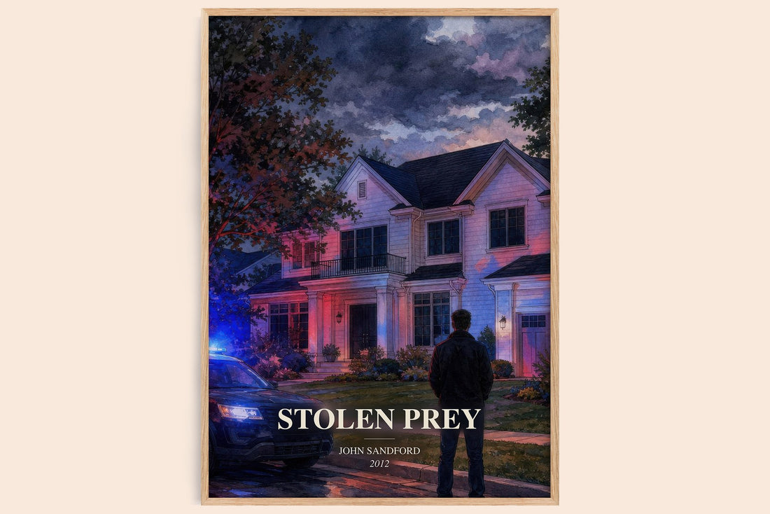 Stolen Prey watercolour book poster by John Sandford – framed literary art print