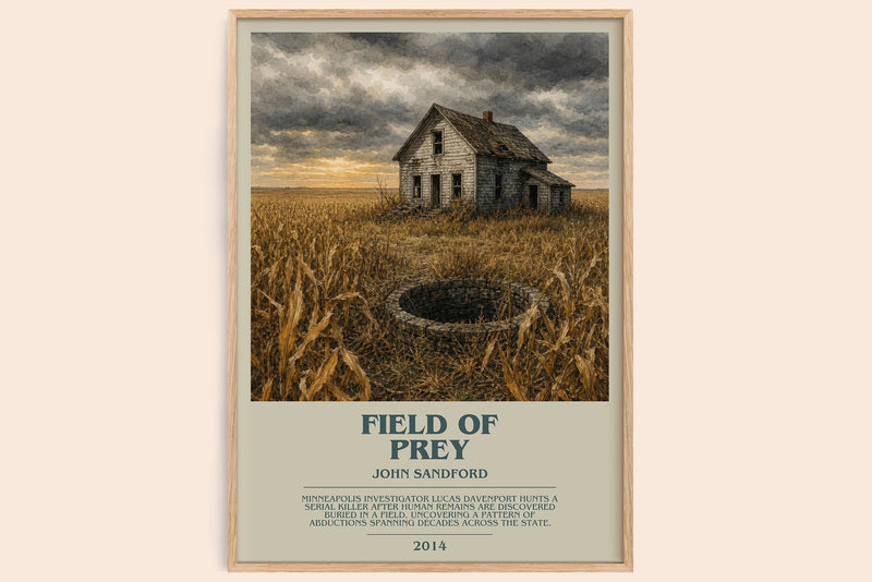 Field of Prey bookish book poster by John Sandford – framed literary art print