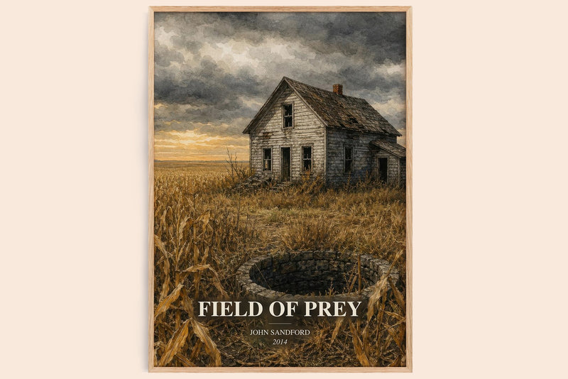 Field of Prey watercolour book poster by John Sandford – framed literary art print