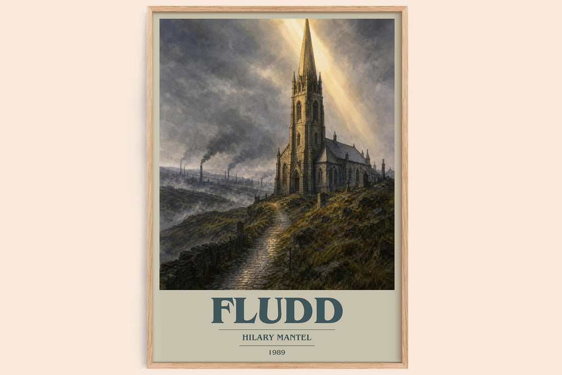 Fludd book cover book poster by Hilary Mantel – framed literary art print
