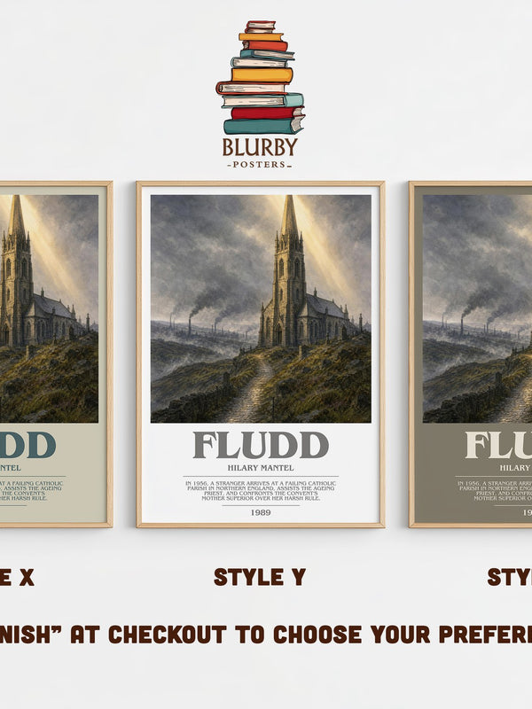 Fludd bookish print in frame leaning in hallway – literary fiction wall art