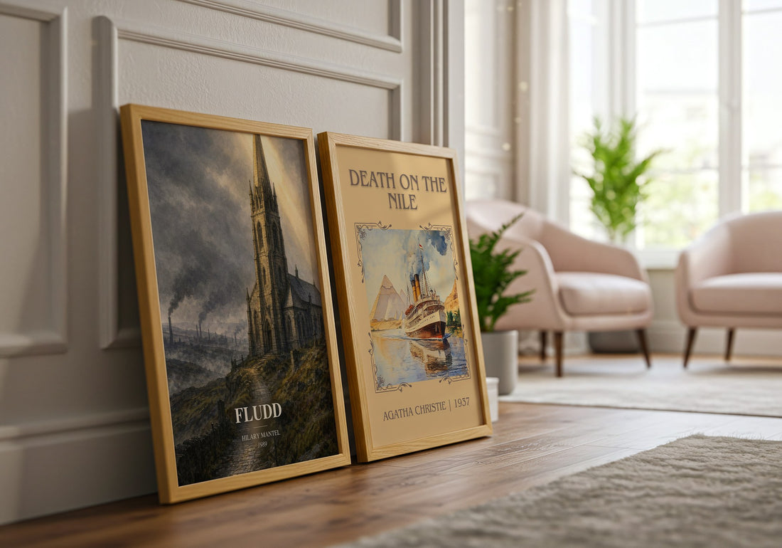 Fludd watercolour print framed by window – literary home decor