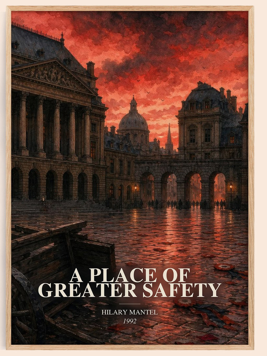 A Place of Greater Safety watercolour book poster by Hilary Mantel – framed literary art print