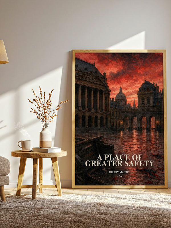 A Place of Greater Safety watercolour print in frame leaning in hallway – historical fiction wall art