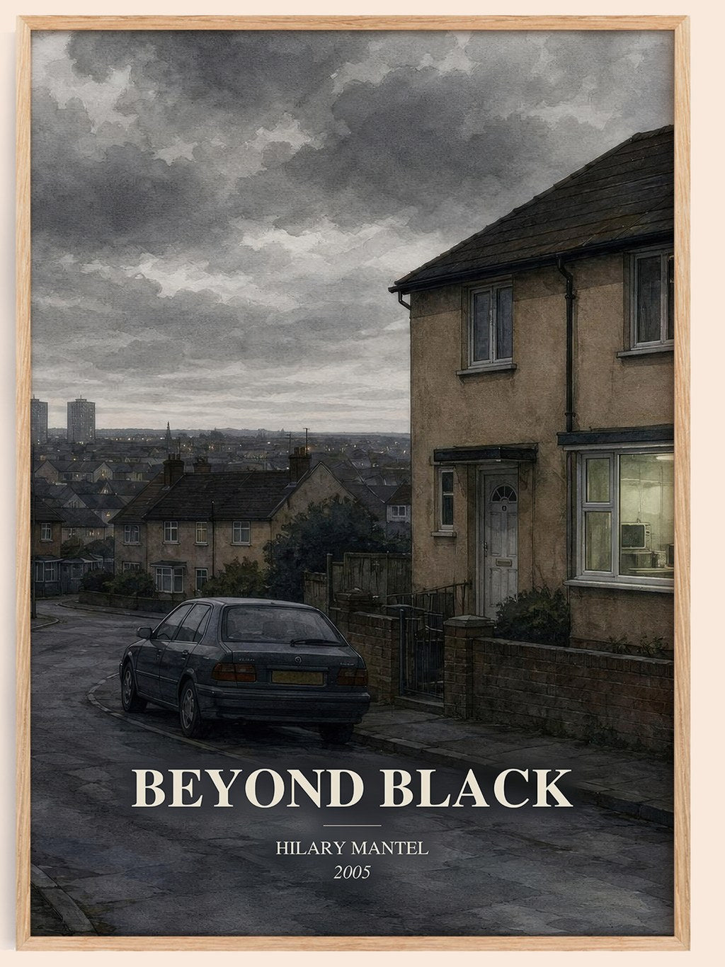 Beyond Black watercolour book poster by Hilary Mantel – framed literary art print