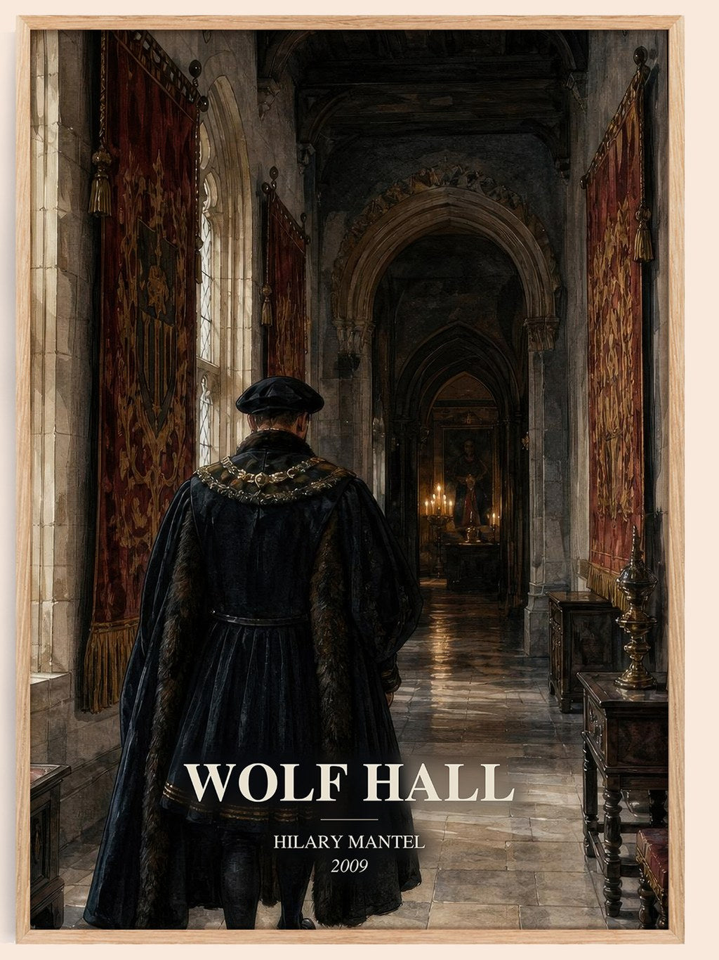 Wolf Hall watercolour book poster by Hilary Mantel – framed literary art print