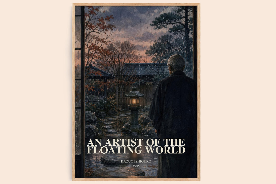An Artist of the Floating World watercolour book poster by Kazuo Ishiguro – framed literary art print