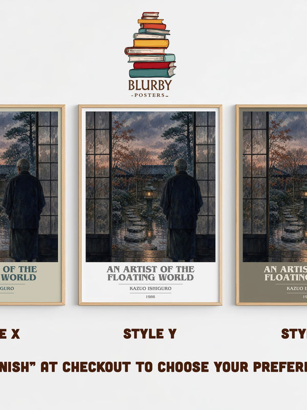 An Artist of the Floating World book cover print in frame leaning in hallway – literary fiction wall art