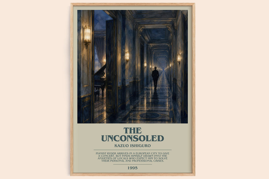 The Unconsoled bookish book poster by Kazuo Ishiguro – framed literary art print