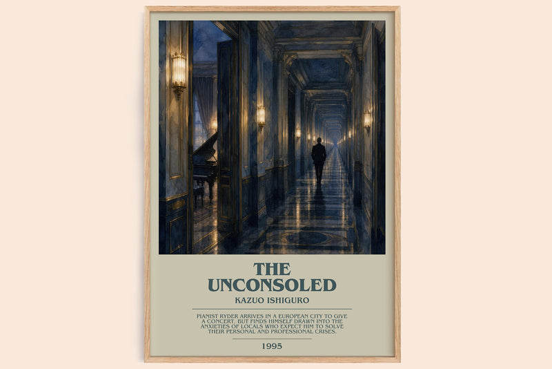 The Unconsoled bookish book poster by Kazuo Ishiguro – framed literary art print