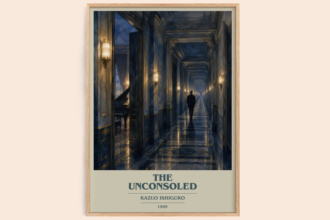 The Unconsoled book cover book poster by Kazuo Ishiguro – framed literary art print
