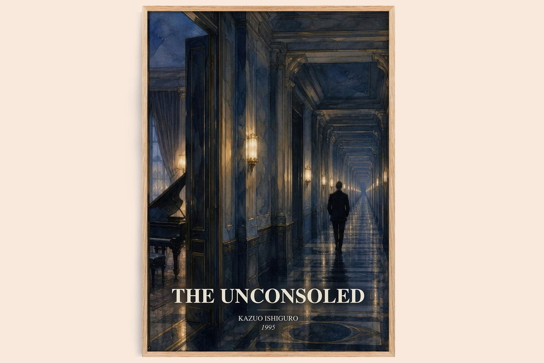 The Unconsoled watercolour book poster by Kazuo Ishiguro – framed literary art print