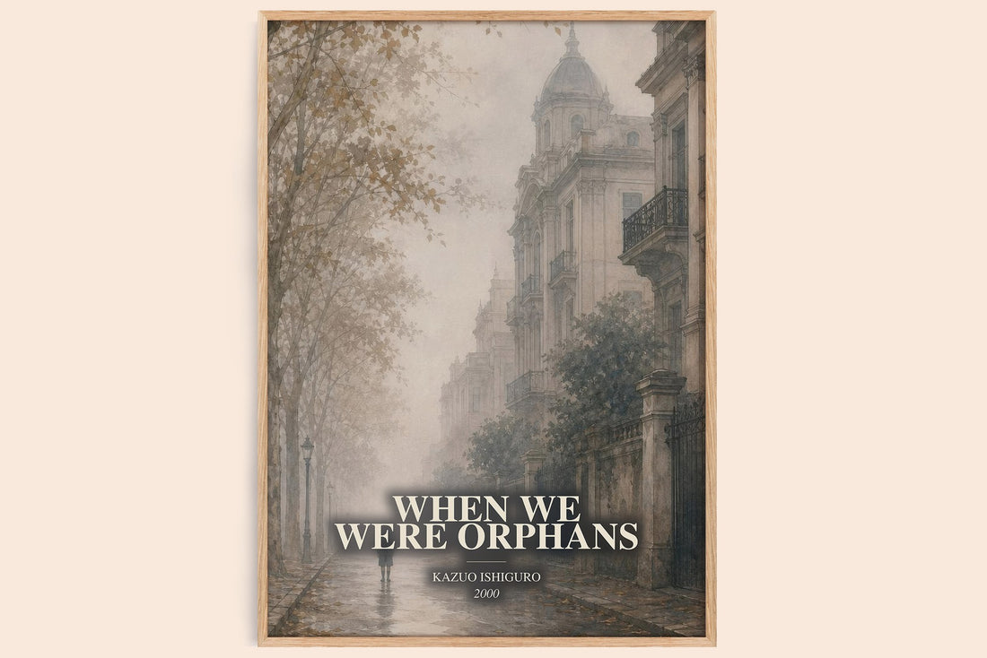 When We Were Orphans watercolour book poster by Kazuo Ishiguro – framed literary art print