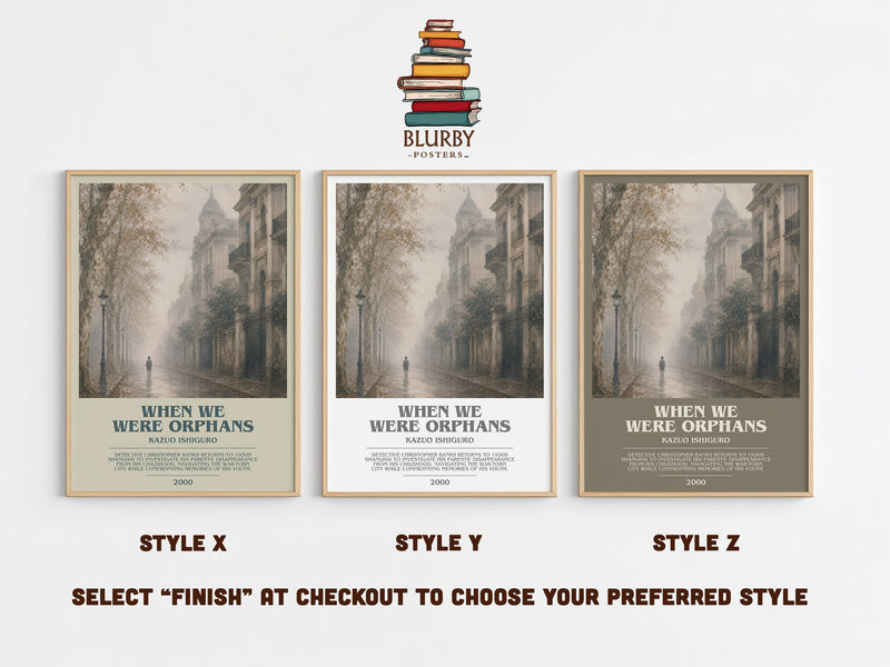 When We Were Orphans bookish print in frame leaning in hallway – literary fiction wall art