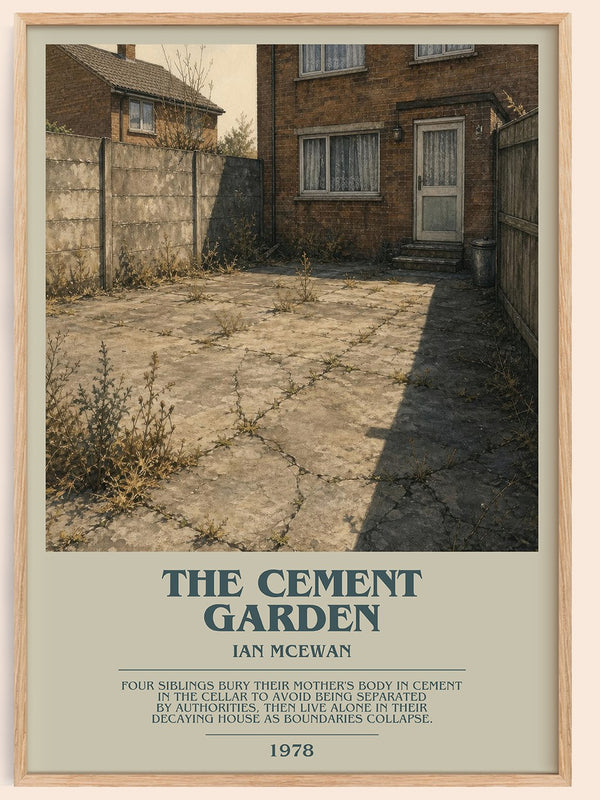 The Cement Garden bookish book poster by Ian McEwan – framed literary art print