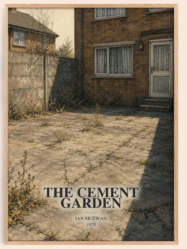 The Cement Garden watercolour book poster by Ian McEwan – framed literary art print