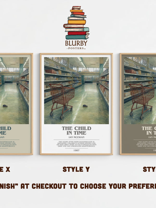 The Child in Time bookish print in frame leaning in hallway – literary fiction wall art