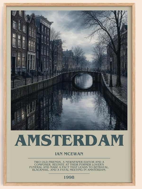 Amsterdam bookish book poster by Ian McEwan – framed literary art print