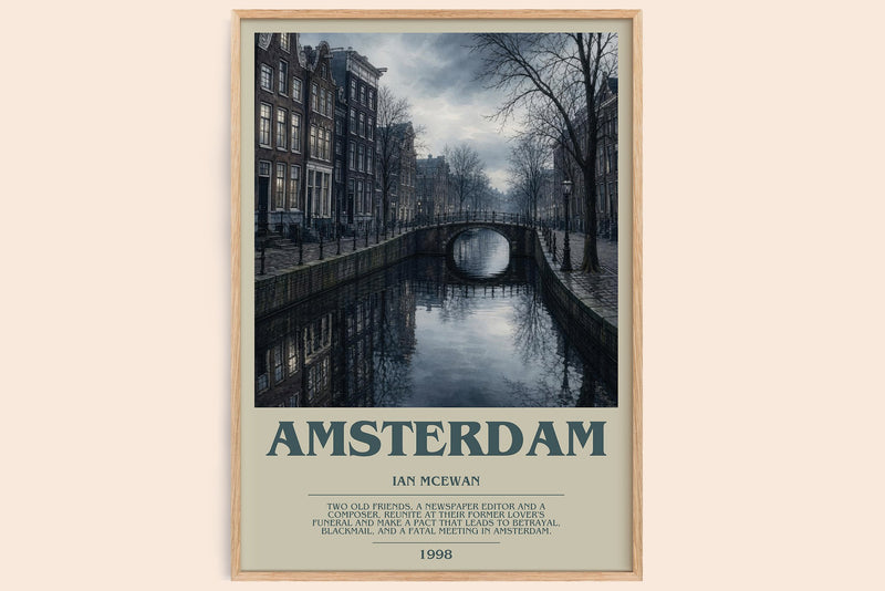 Amsterdam bookish book poster by Ian McEwan – framed literary art print