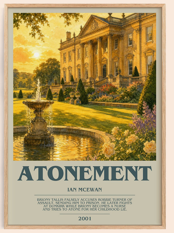 Atonement bookish book poster by Ian McEwan – framed literary art print