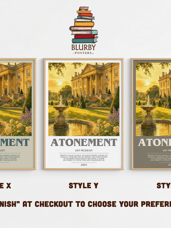 Atonement bookish print in frame leaning in hallway – literary fiction wall art