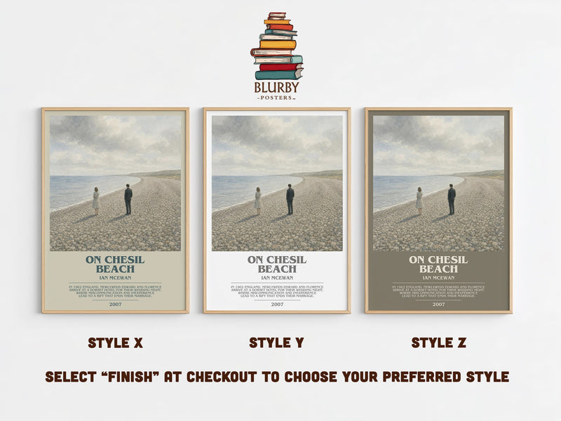 On Chesil Beach bookish print in frame leaning in hallway – literary fiction wall art