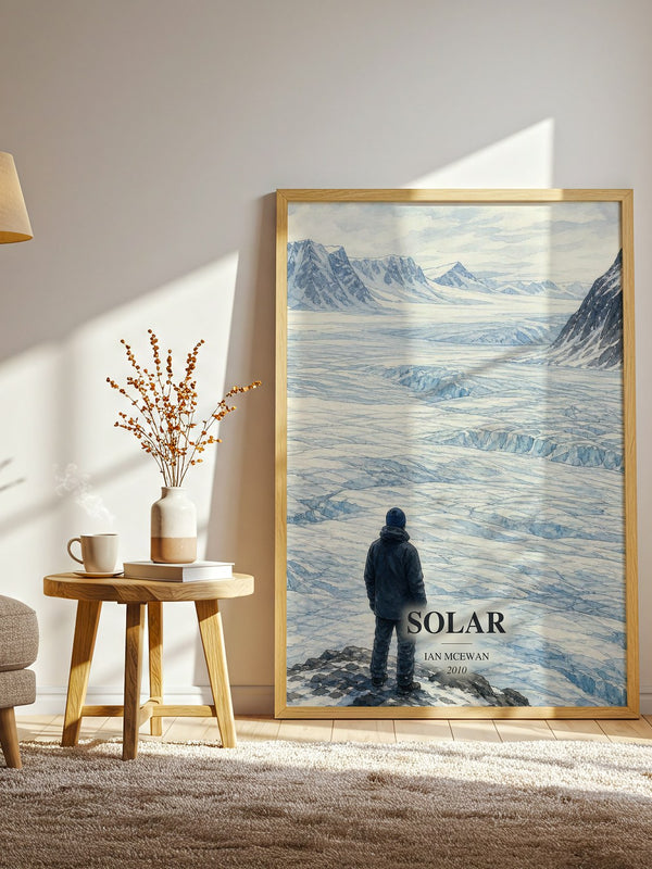 Solar watercolour print in frame leaning in hallway – satire wall art