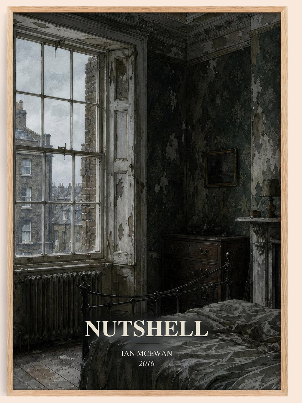 Nutshell watercolour book poster by Ian McEwan – framed literary art print