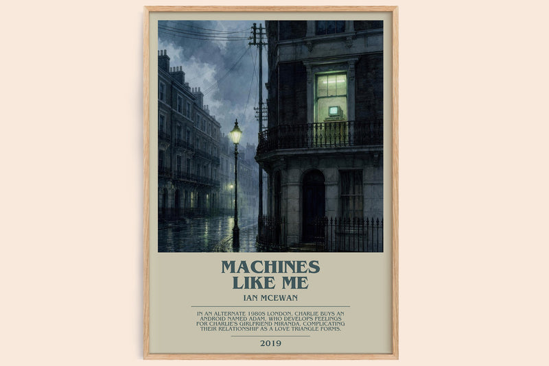 Machines Like Me bookish book poster by Ian McEwan – framed literary art print