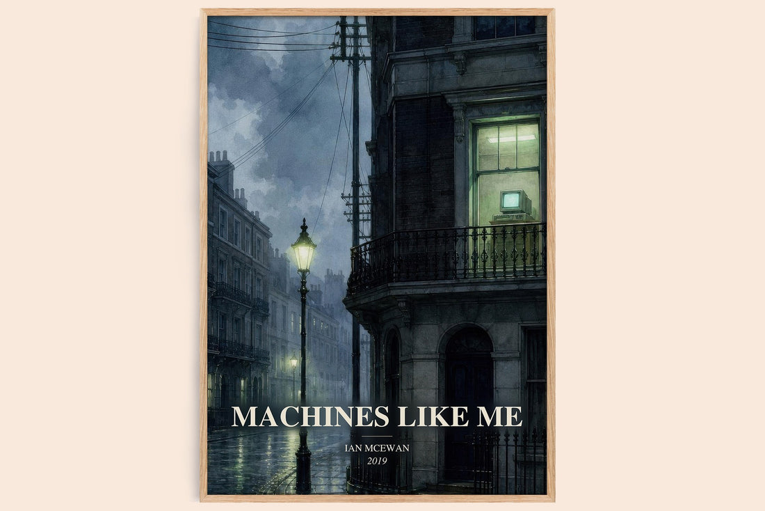 Machines Like Me watercolour book poster by Ian McEwan – framed literary art print