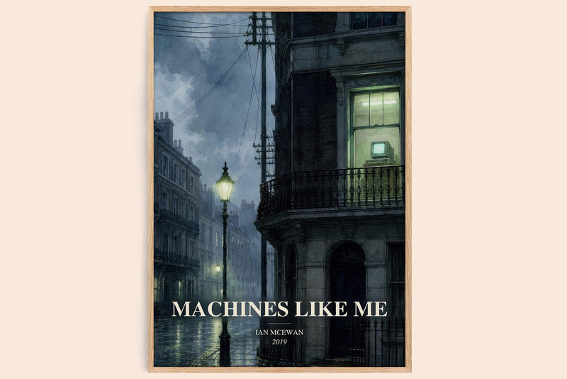 Machines Like Me watercolour book poster by Ian McEwan – framed literary art print