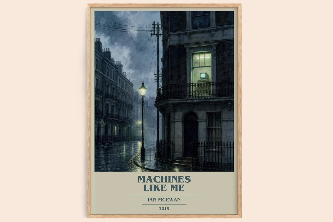 Machines Like Me book cover book poster by Ian McEwan – framed literary art print