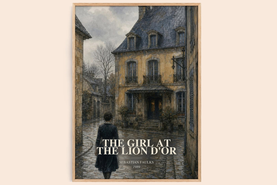 The Girl at the Lion d'Or watercolour book poster by Sebastian Faulks – framed literary art print